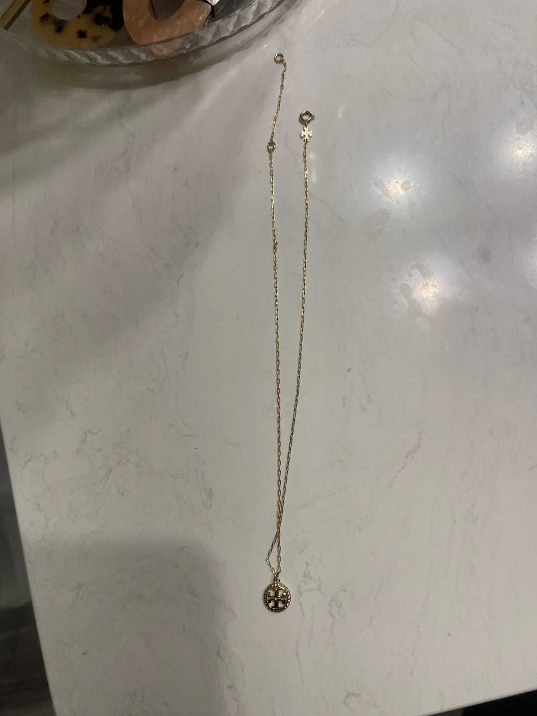 Tory Burch Logo Pendant Necklace Gold Tone 3