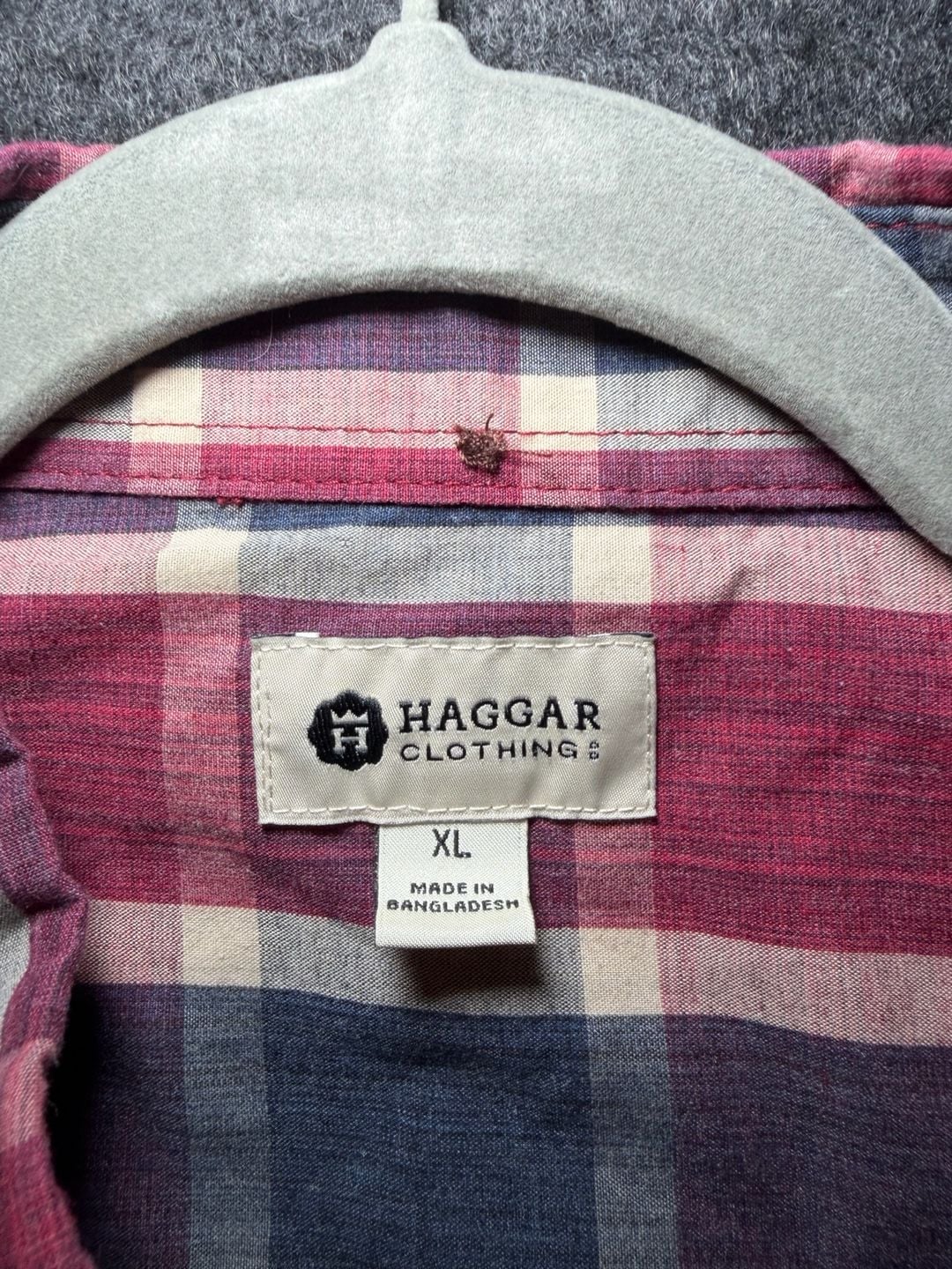 Haggar Plaid Long Sleeve Button Down Shirt Mens Size XL EUC 4
