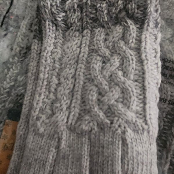 Fashion Gloves Cable Knit Gray Winter Gloves
