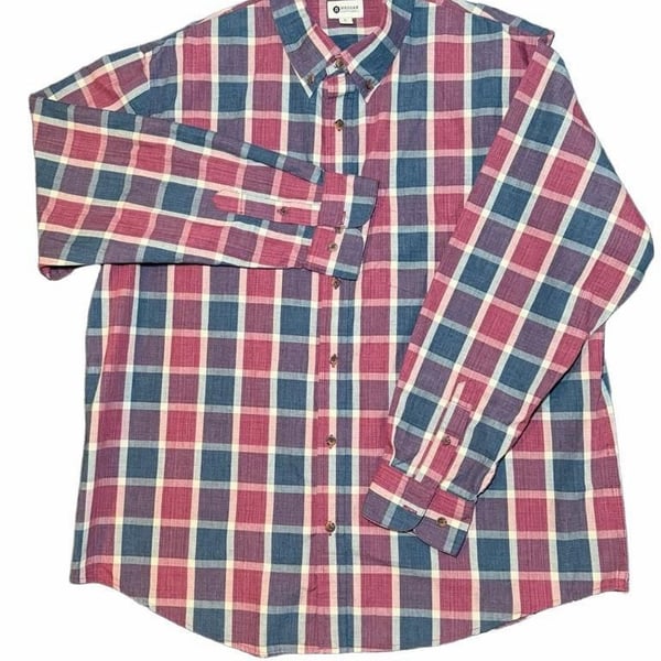 Haggar Plaid Long Sleeve Button Down Shirt Mens Size XL EUC