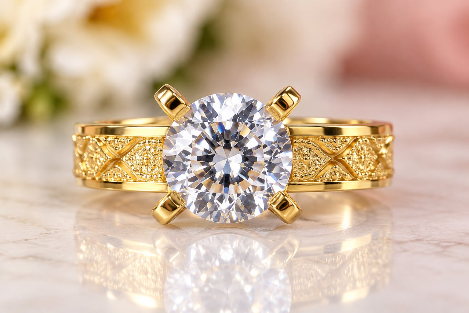 Stunning 3-Tone Vintage-Inspired CZ Statement Ring 3