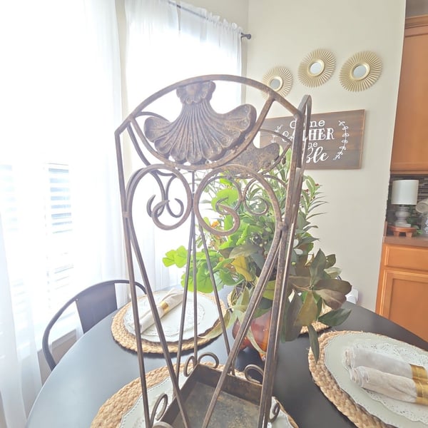 Vintage Wrought Iron Umbrella Stand Brown Bronze Shell Accent