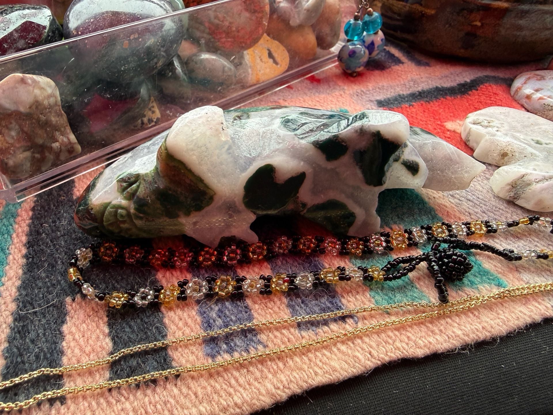 Ocean Jasper/agate Carved Crystal Fish Figurine Sculpture 2