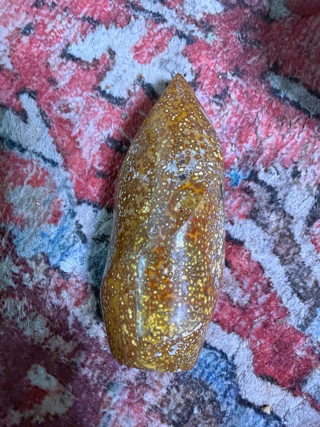 Natural Polished 8th Vein Ocean Jasper Crystal Flame Sculpture 2