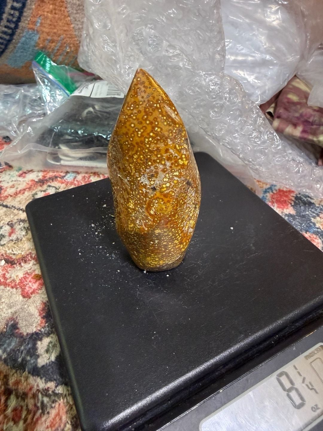 Natural Polished 8th Vein Ocean Jasper Crystal Flame Sculpture 1