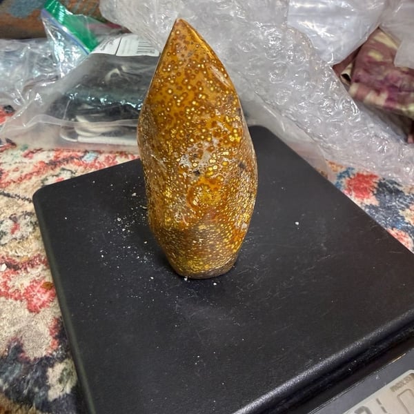 Natural Polished 8th Vein Ocean Jasper Crystal Flame Sculpture