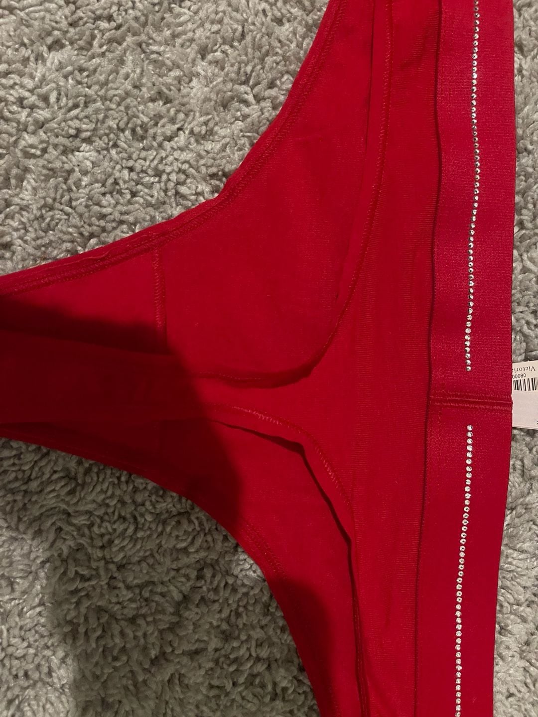 Victoria's Secret Logo Cotton Micro Rhinestone Shine Thong Hiphugger Panty 16