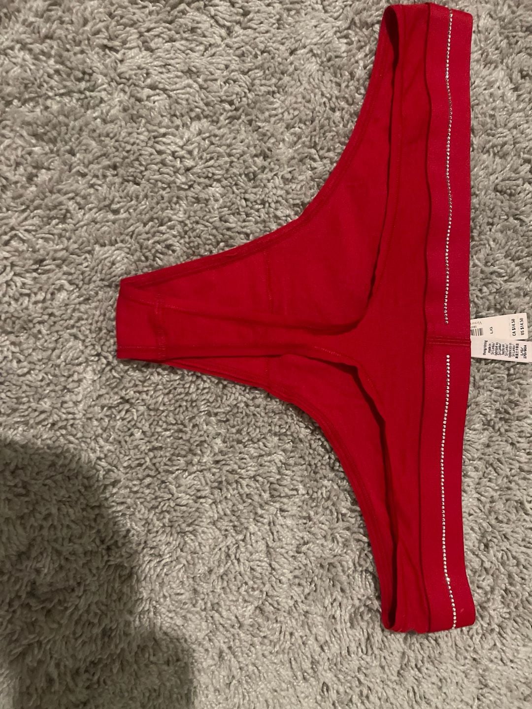 Victoria's Secret Logo Cotton Micro Rhinestone Shine Thong Hiphugger Panty 17