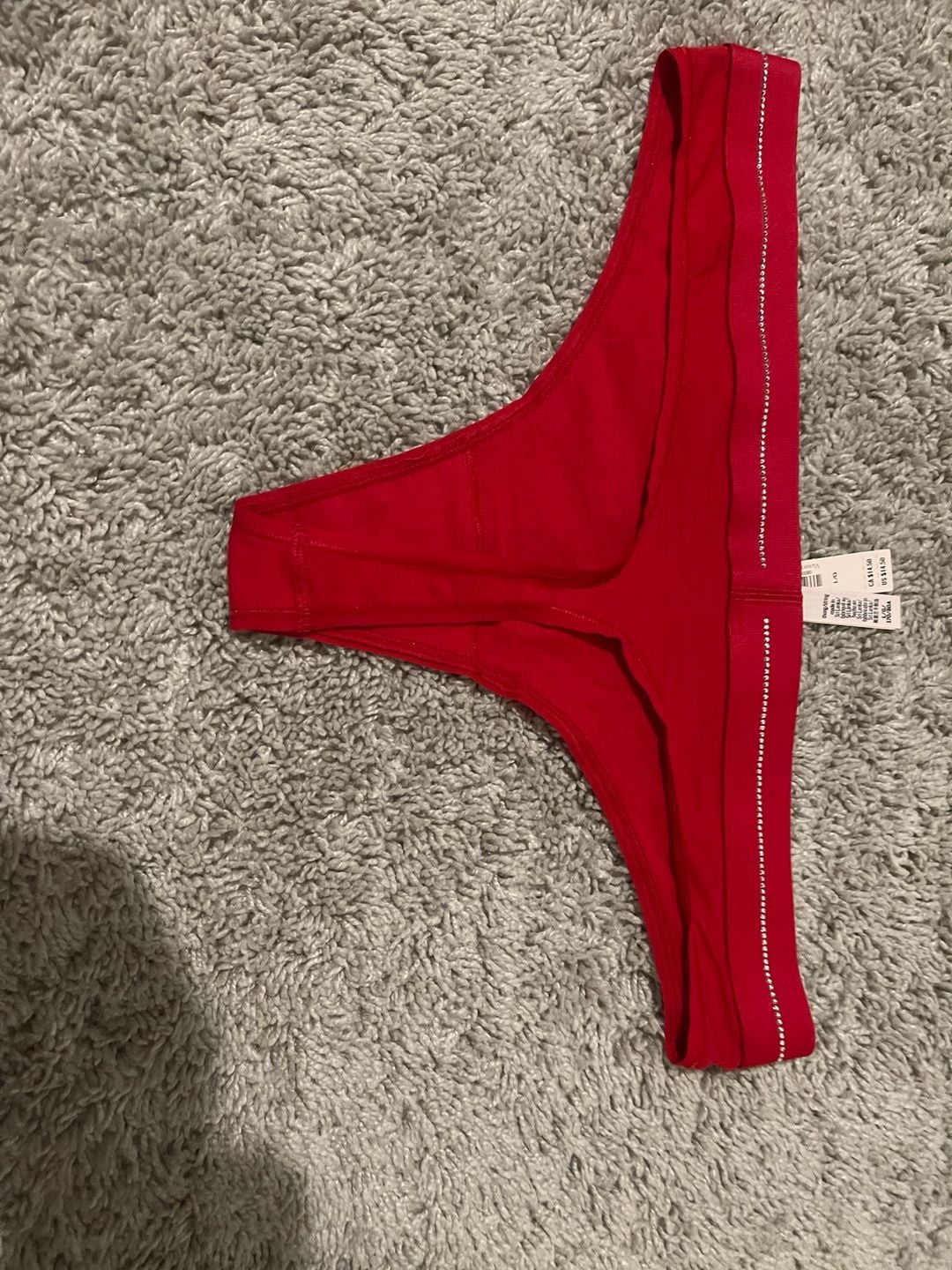 Victoria's Secret Logo Cotton Micro Rhinestone Shine Thong Hiphugger Panty 19