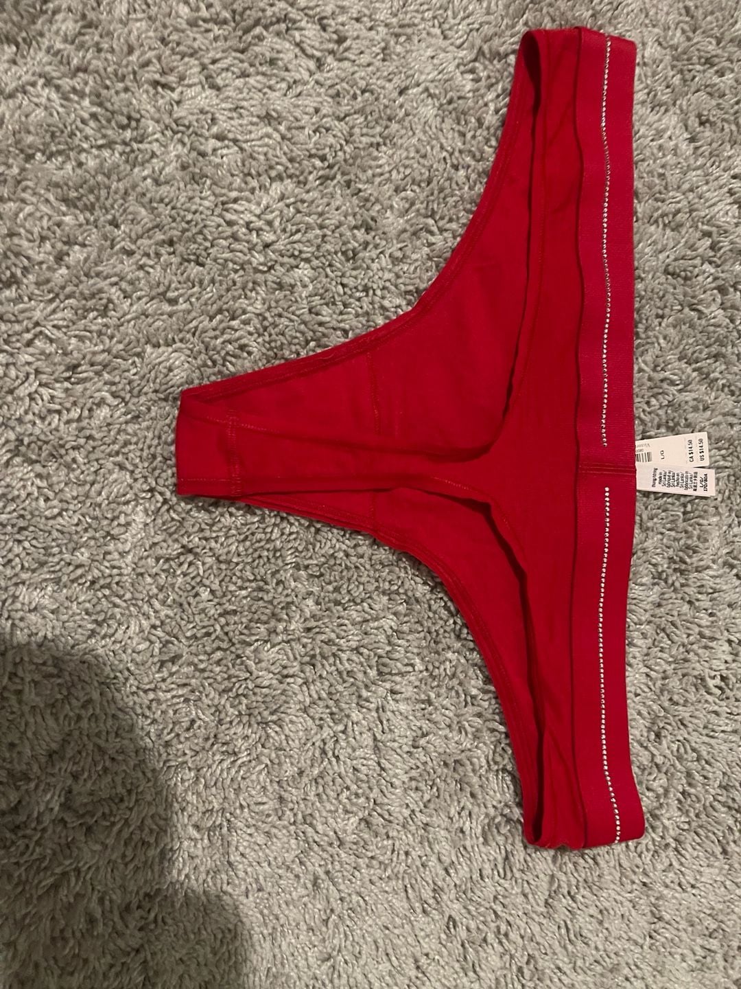 Victoria's Secret Logo Cotton Micro Rhinestone Shine Thong Hiphugger Panty 20