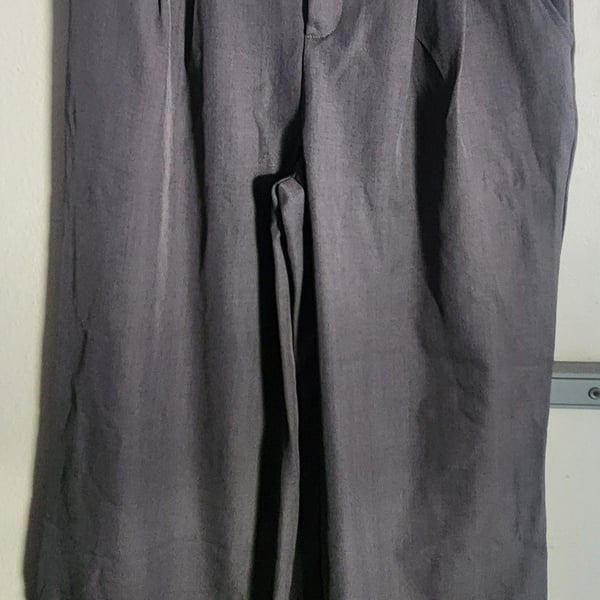 Unbranded Pleated Wide Leg Dress Pants Size L Gray
