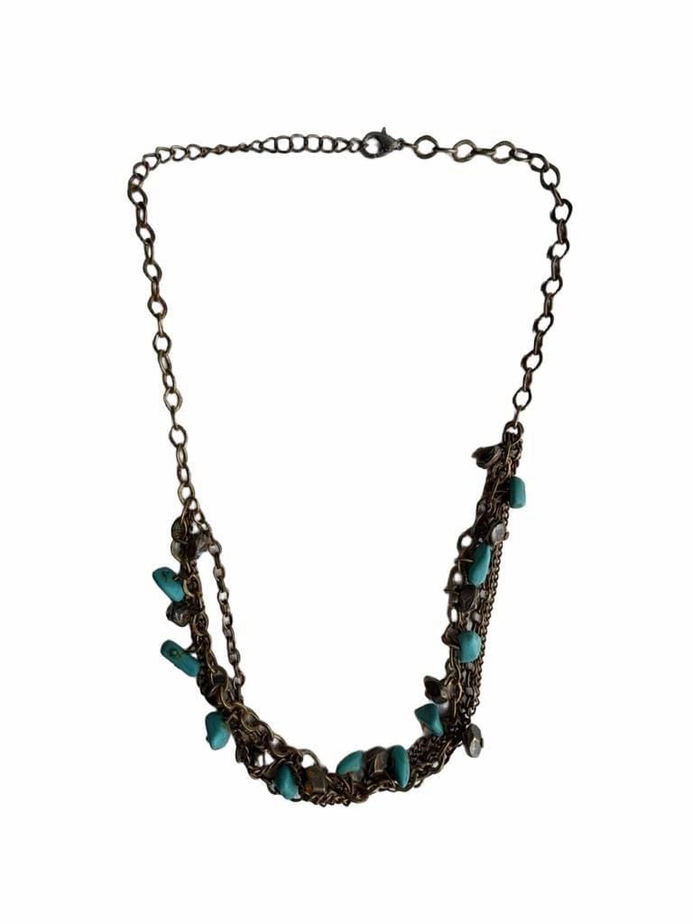 Unbranded Multi-Strand Turquoise Stone Brass Necklace 2
