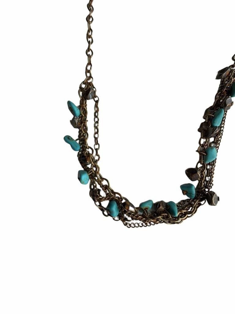 Unbranded Multi-Strand Turquoise Stone Brass Necklace 3