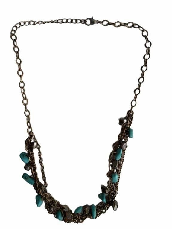 Unbranded Multi-Strand Turquoise Stone Brass Necklace 5