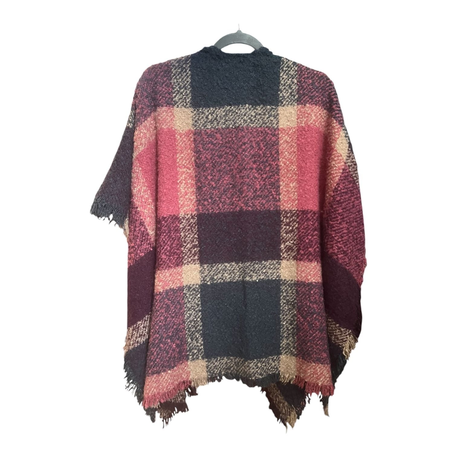 Alcott Plaid Poncho One Size Multicolor Fringe Scarf Shawl 3