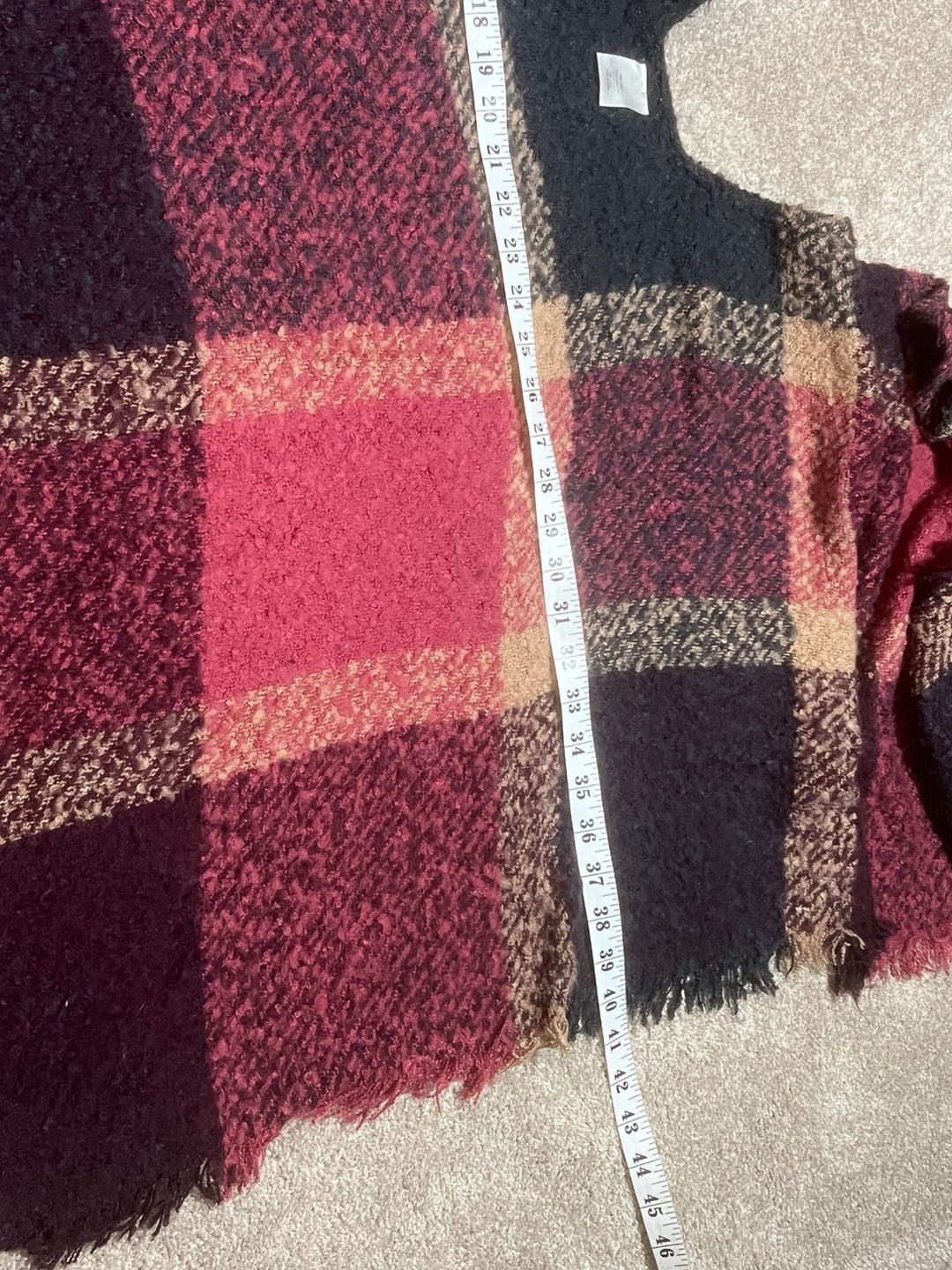 Alcott Plaid Poncho One Size Multicolor Fringe Scarf Shawl 6
