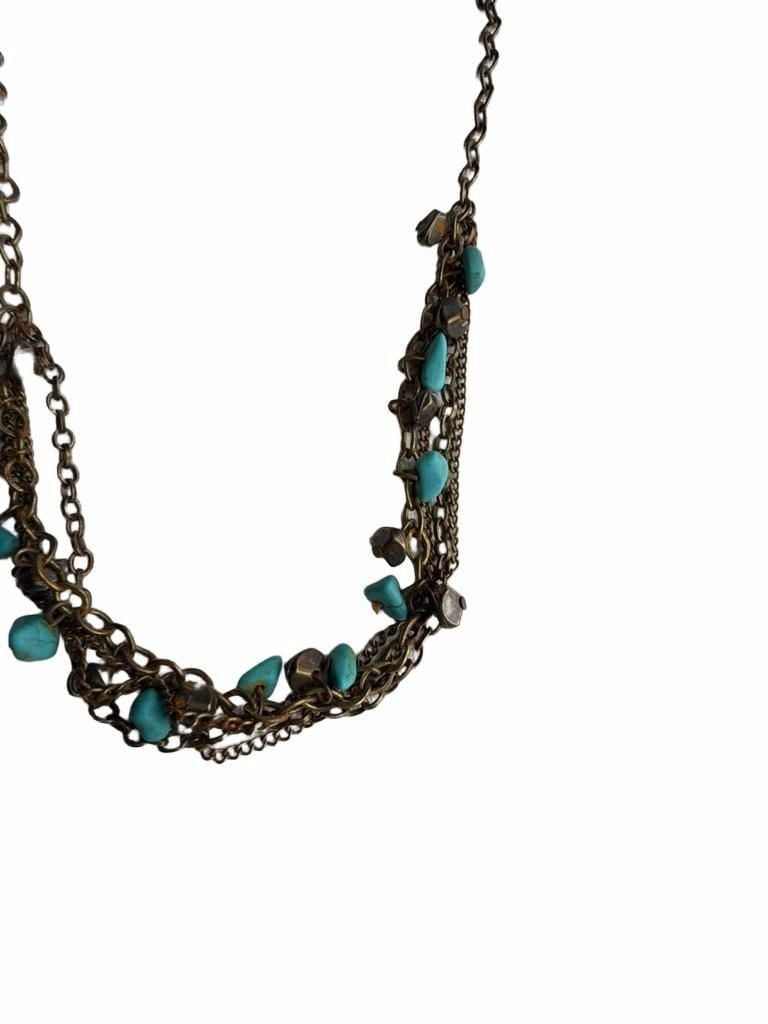 Unbranded Multi-Strand Turquoise Stone Brass Necklace 4