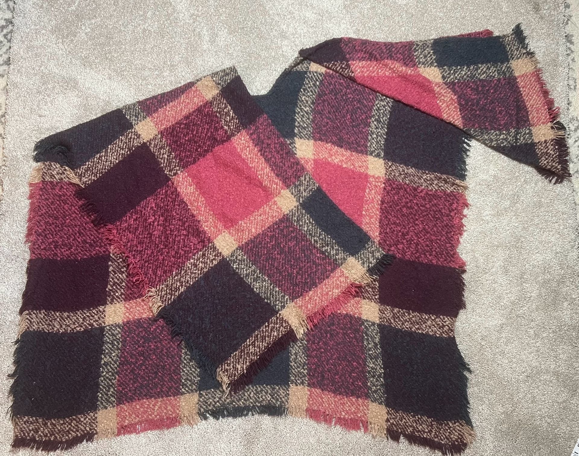 Alcott Plaid Poncho One Size Multicolor Fringe Scarf Shawl 4