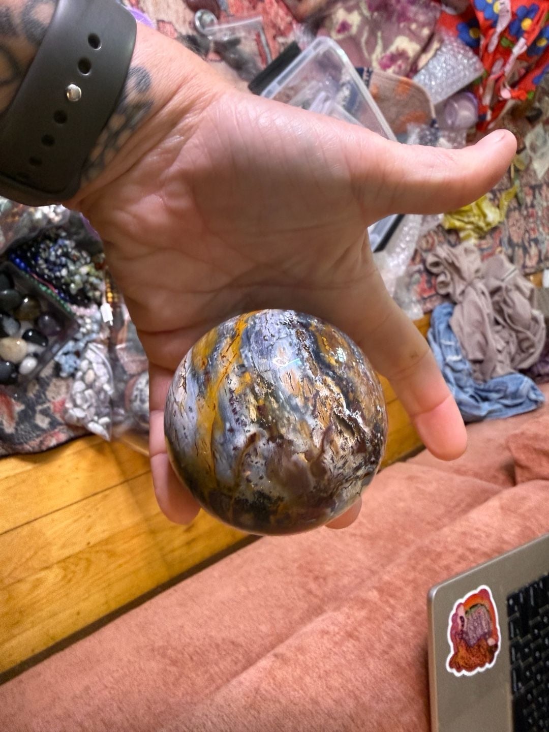 Natural Madagascar Ocean Jasper Crystal Sphere Polished Gemstone Ball 1