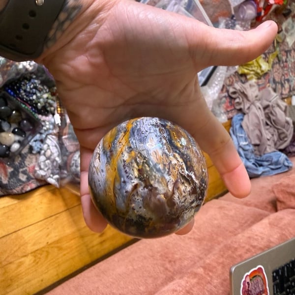 Natural Madagascar Ocean Jasper Crystal Sphere Polished Gemstone Ball