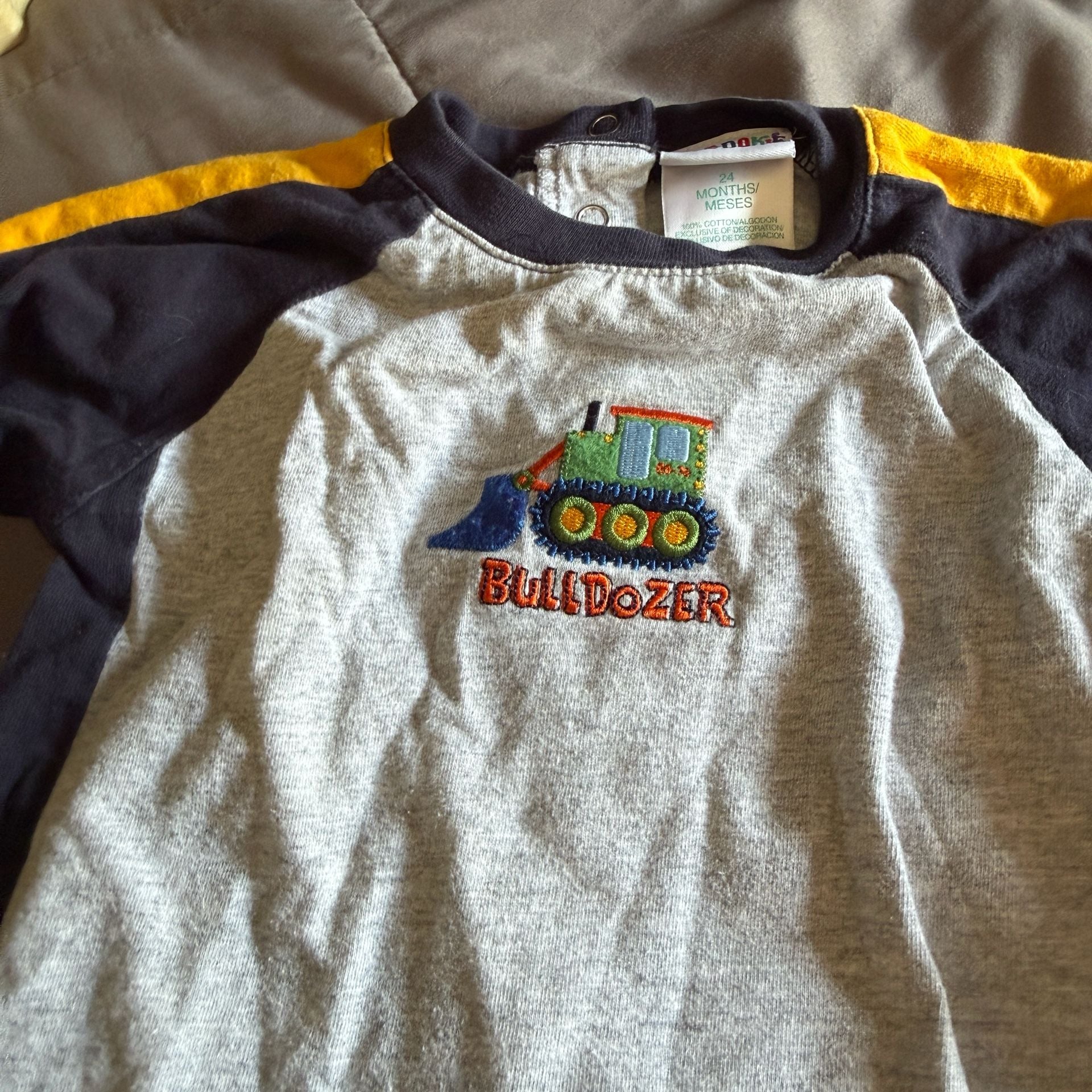 Okie Dokie Bulldozer Bodysuit Size 24 Months Gray Navy 5