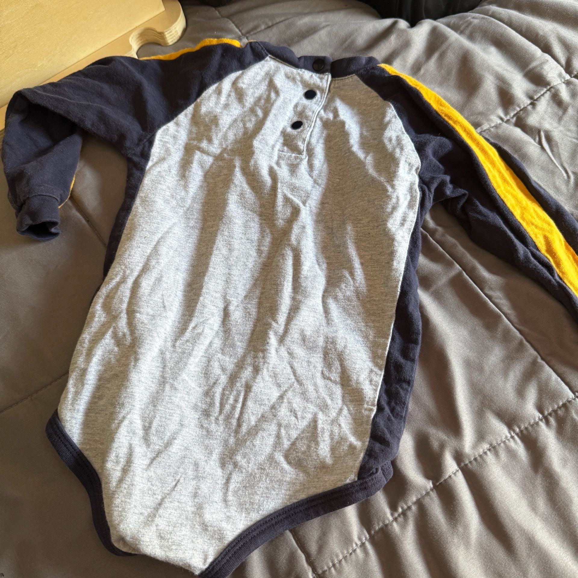 Okie Dokie Bulldozer Bodysuit Size 24 Months Gray Navy 7