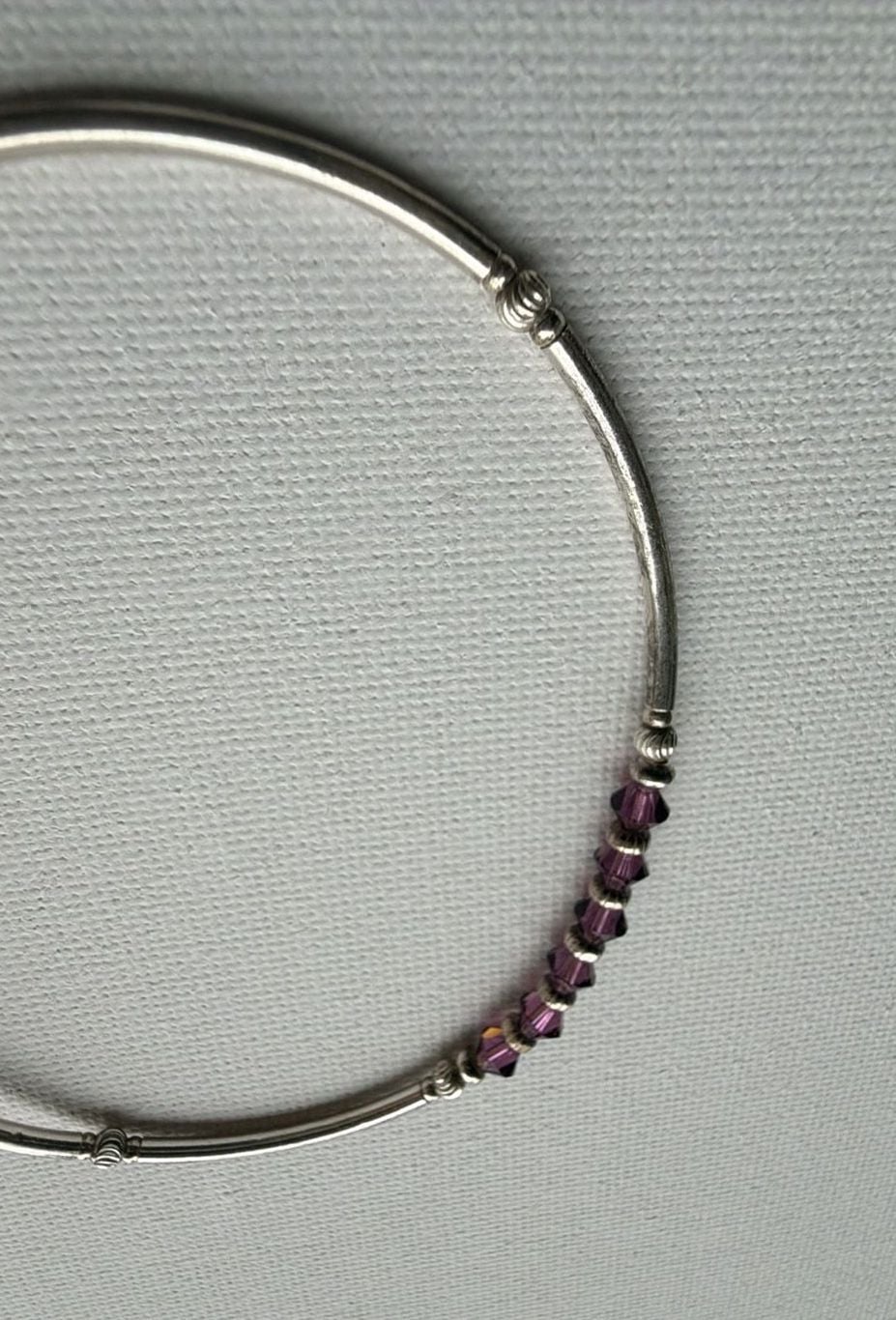 Rees Sterling Silver Amethyst Crystal Bangle Bracelet 3
