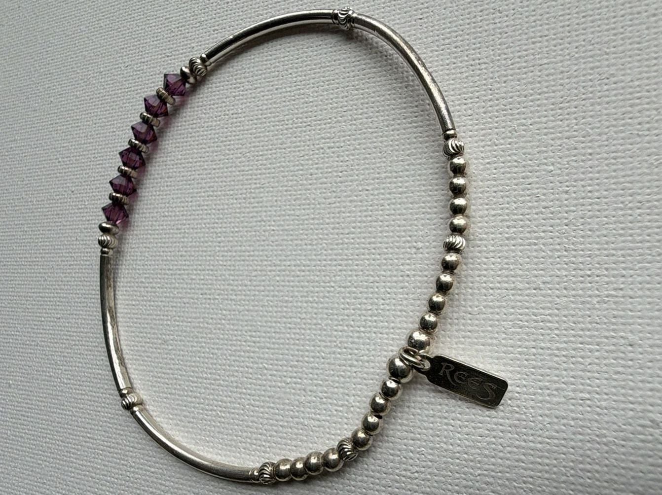 Rees Sterling Silver Amethyst Crystal Bangle Bracelet 4