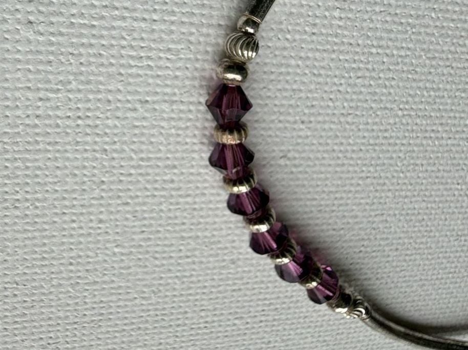 Rees Sterling Silver Amethyst Crystal Bangle Bracelet 6
