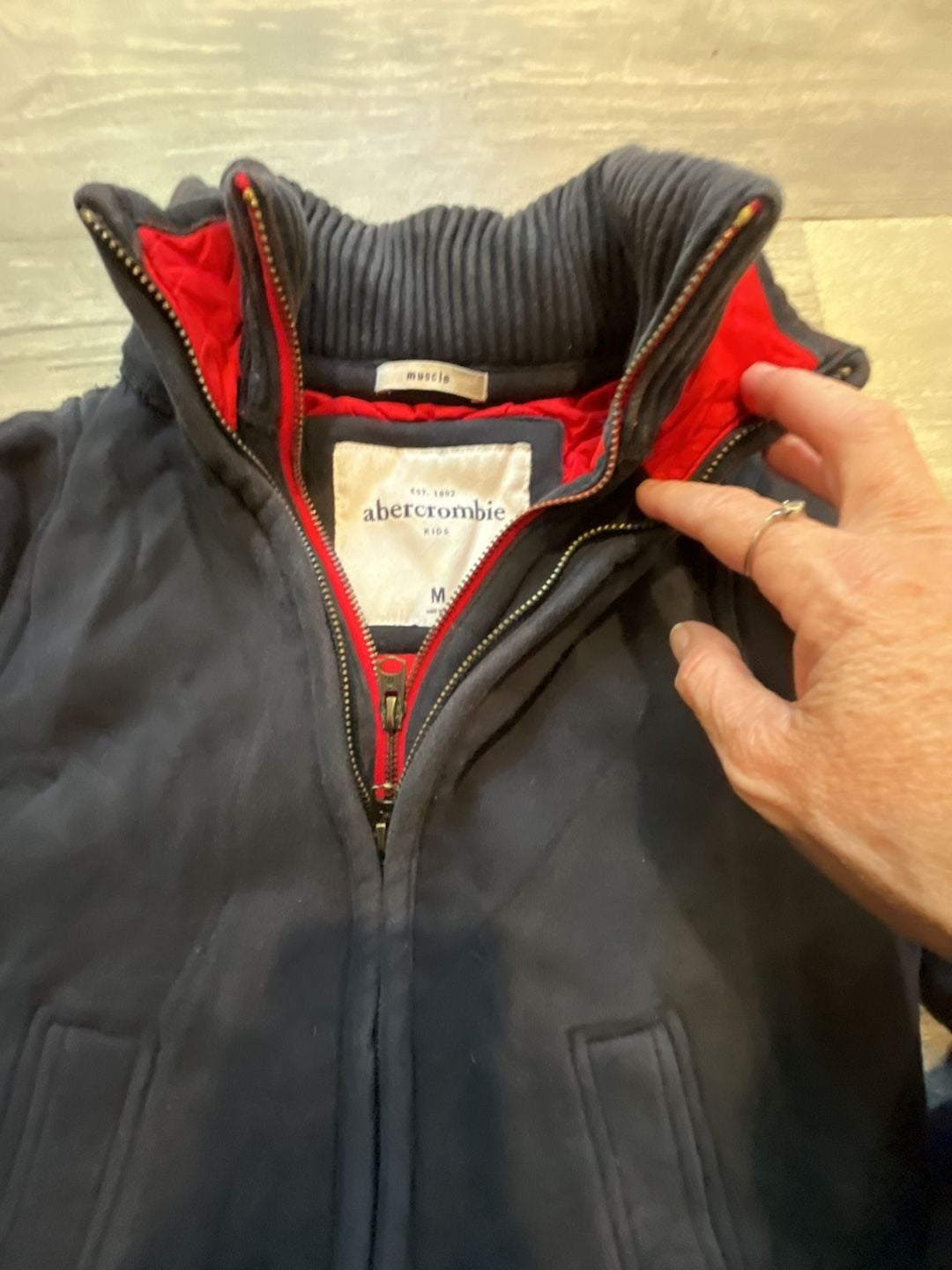 Abercrombie Kids Full Zip Jacket Size M Navy Red 4