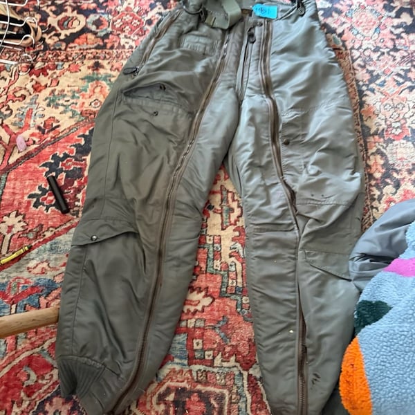 USAF Vintage Type D-18 Flying Trousers Size 30 Sage Green Nylon
