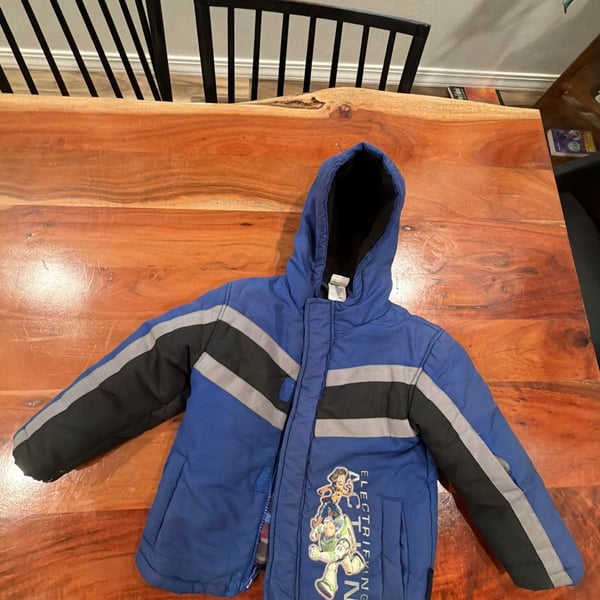 Disney Pixar Toy Story Winter Jacket Size 4T Blue Puffer Hooded