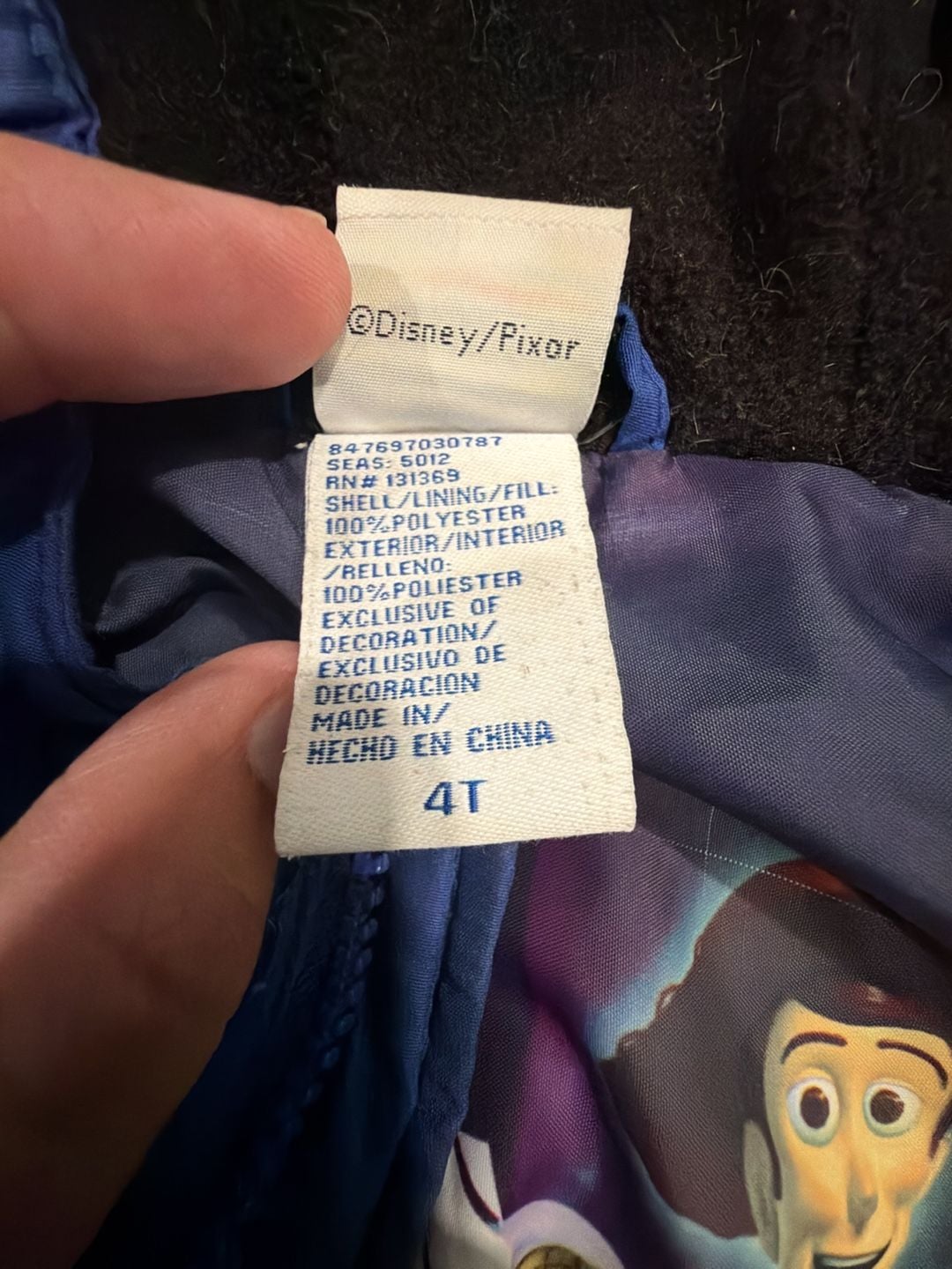 Disney Pixar Toy Story Winter Jacket Size 4T Blue Puffer Hooded 4