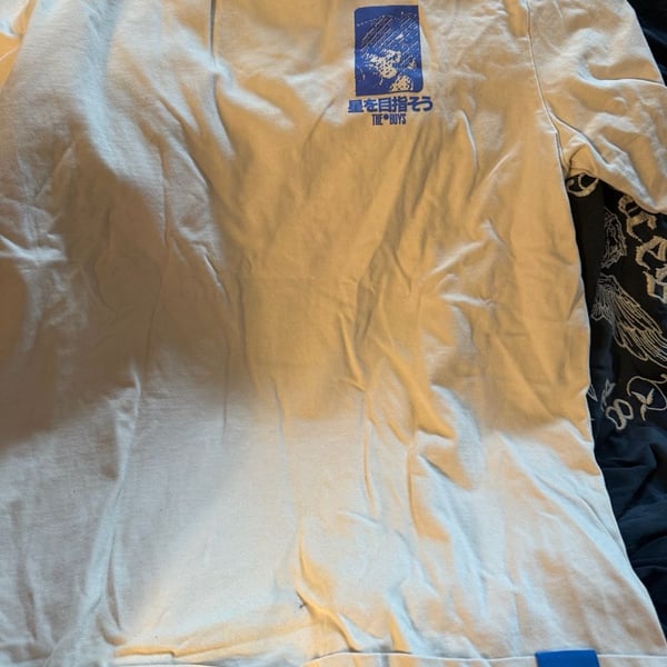 The 23 Boys Graphic T-Shirt Size Small Off White Blue Techwear Anime