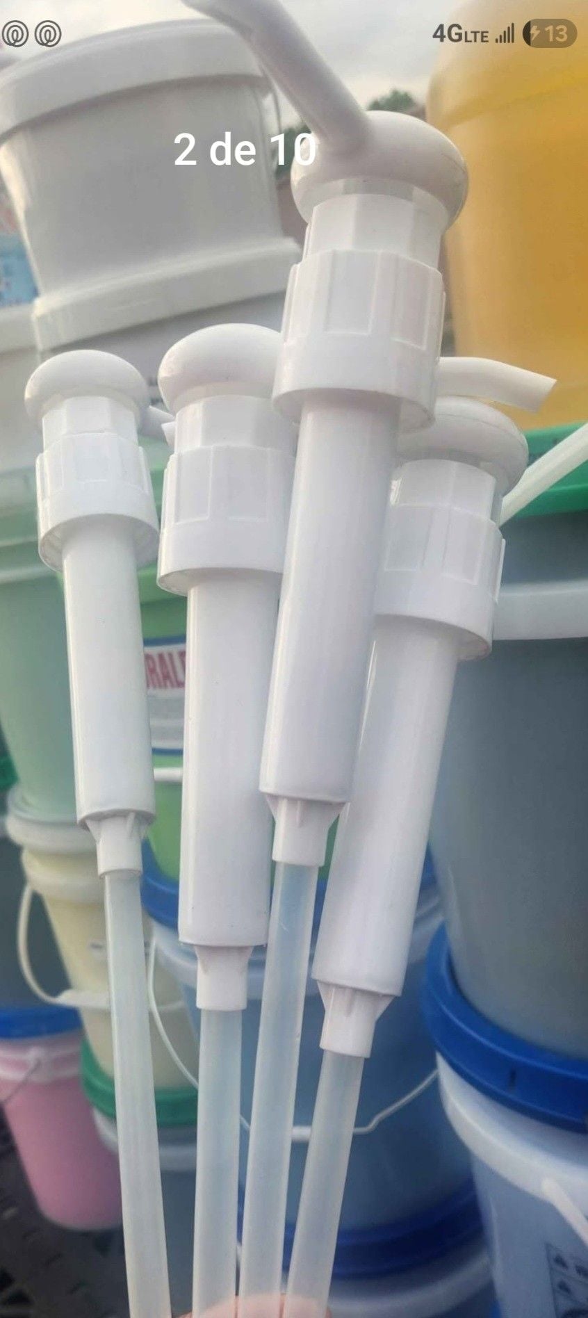 4 pumps for 5-gallon buckets, large bottles, and large containers for $20 1