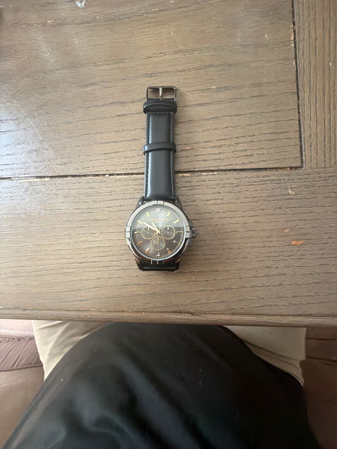 Geoffrey Beene GBA0031GU Men's Gunmetal Diamond Accent Watch Black Leather 3