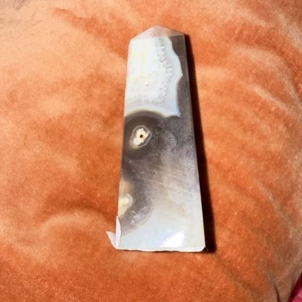 Natural Flower Agate Crystal Tower Point Polished Healing Stone