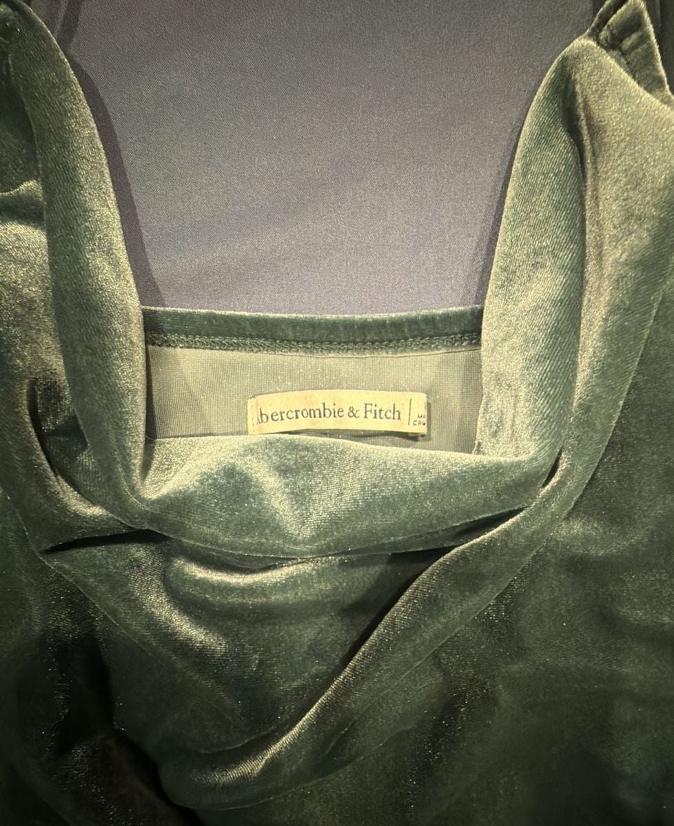 Abercrombie & Fitch Velvet Cowl Neck Bodysuit Green 3