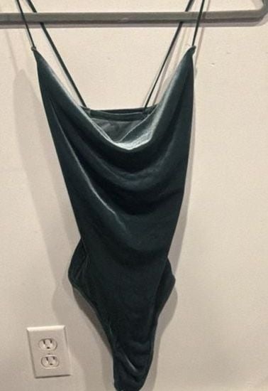 Abercrombie & Fitch Velvet Cowl Neck Bodysuit Green 5