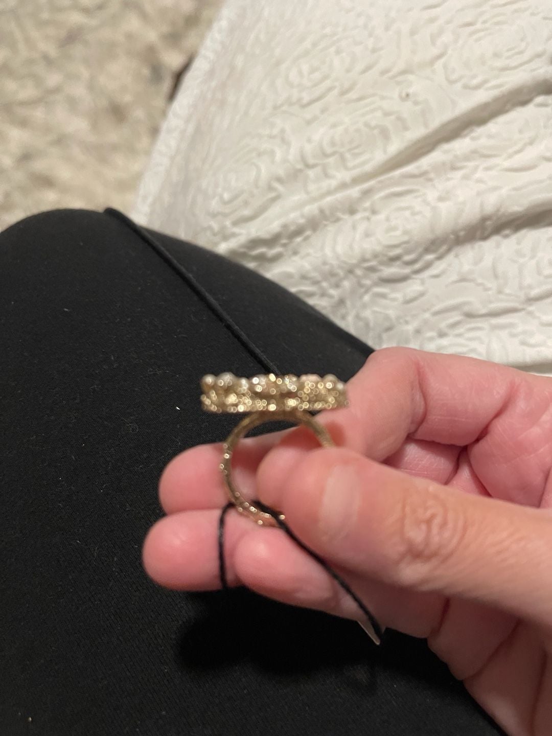 Chanel CC Logo Ring Pearl Crystal Gold-Tone 5