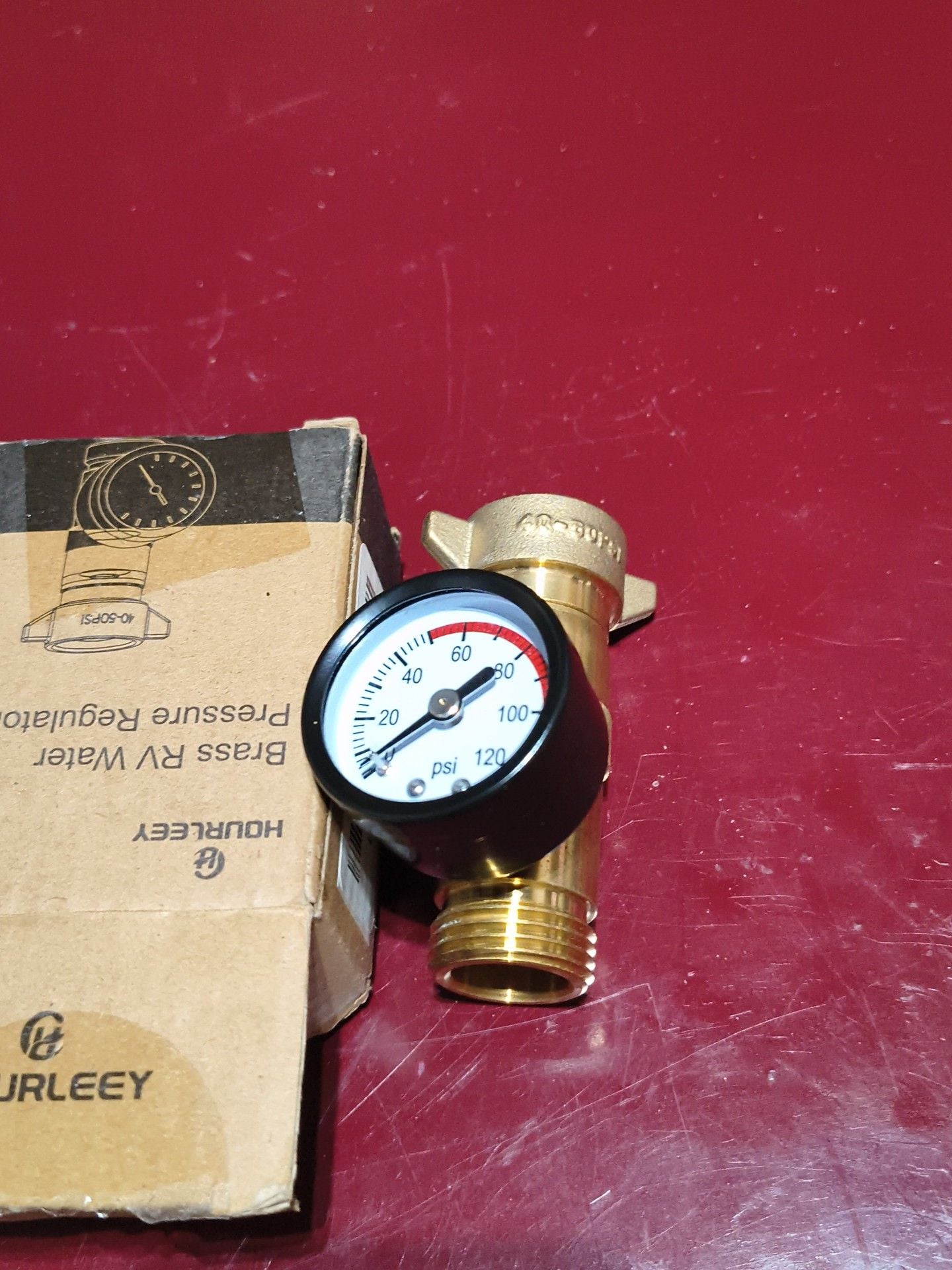 HOURLEEY Brass RV Water Pressure Regulator Valve with Gauge 2