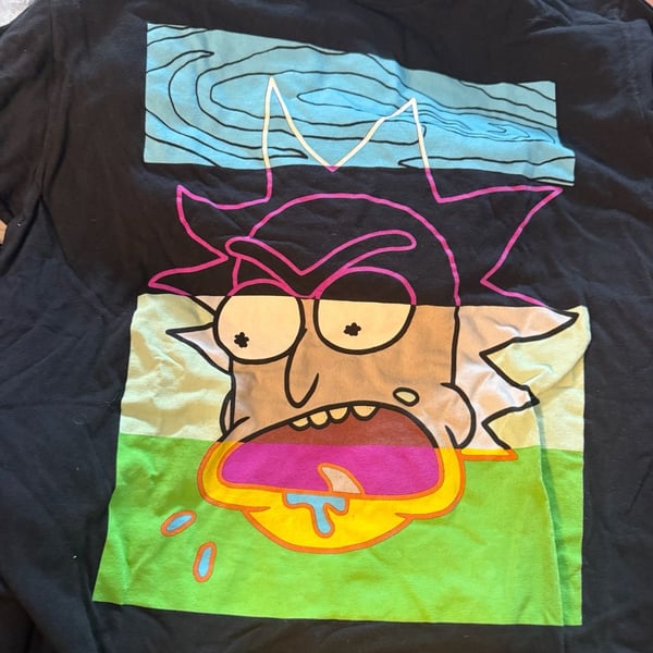 Rick and Morty Color Divisions T-Shirt Size M Black Graphic Tee