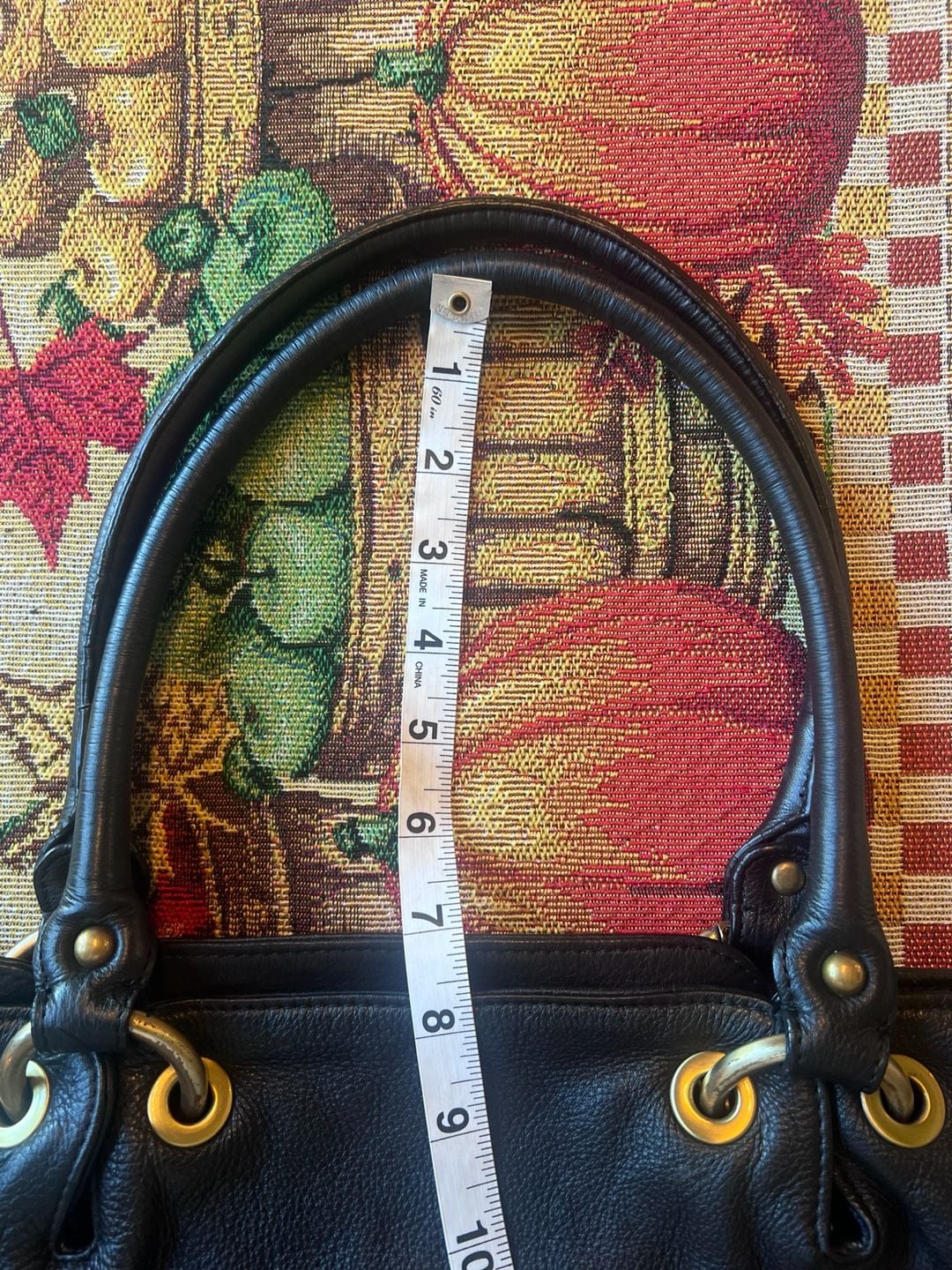 Elena Solano Black Buttery Leather Pebbled Tote Handbag 8
