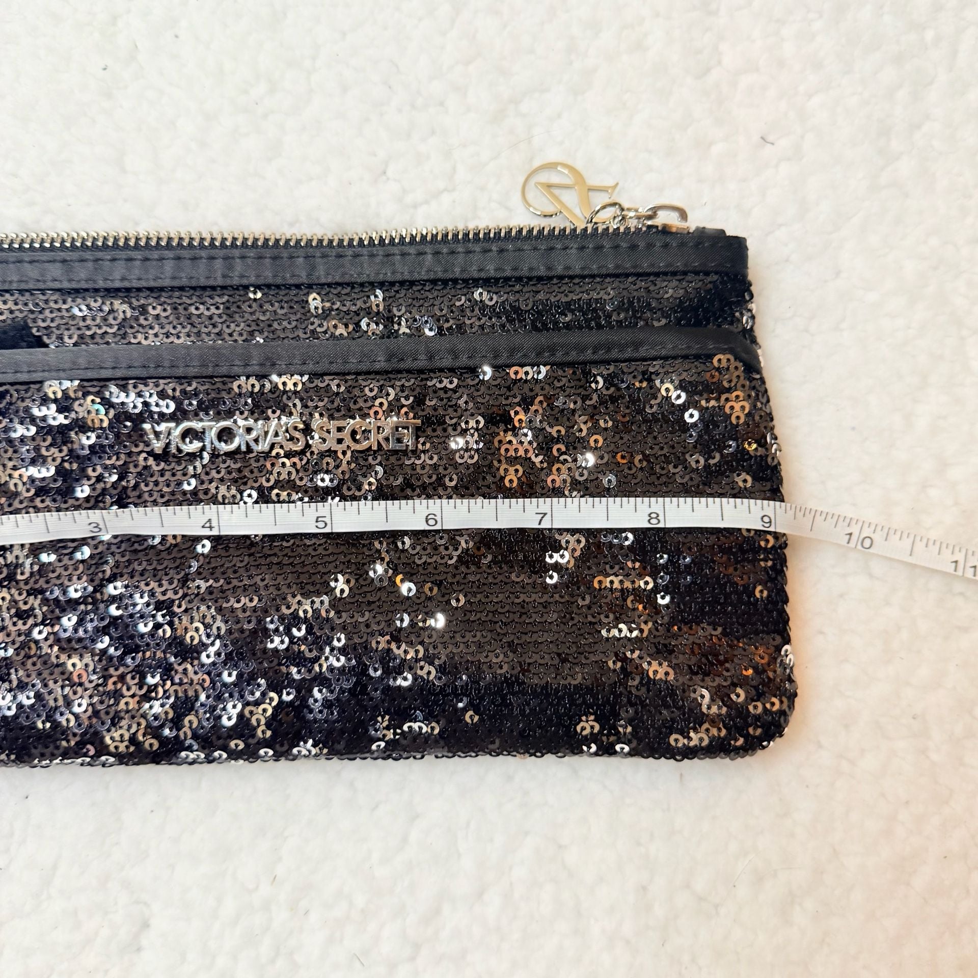 Victoria's Secret Black Sequin Cosmetic Pouch Bag 3
