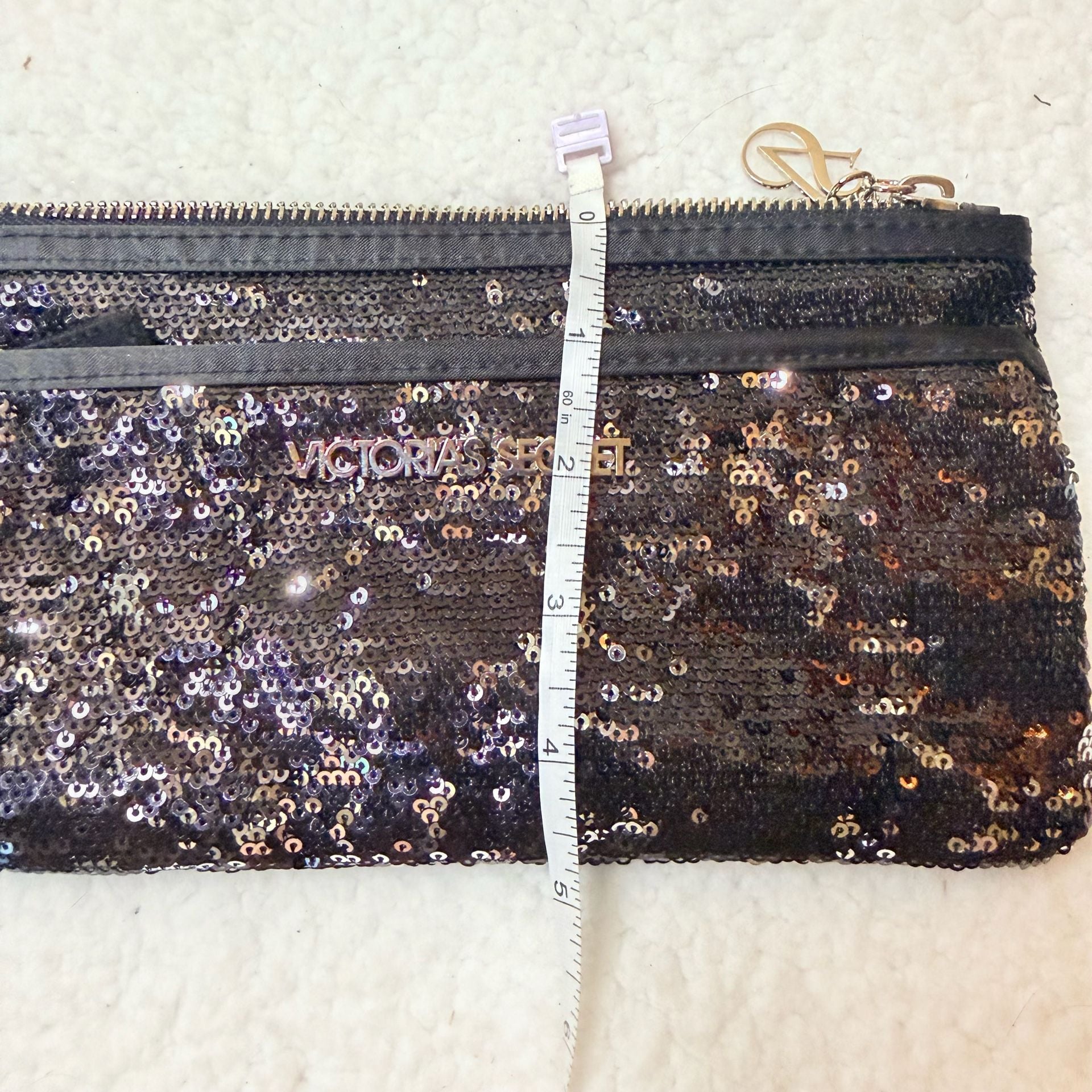Victoria's Secret Black Sequin Cosmetic Pouch Bag 4