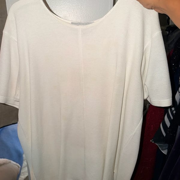 New York City Short Sleeve Waffle Knit Top Size L White
