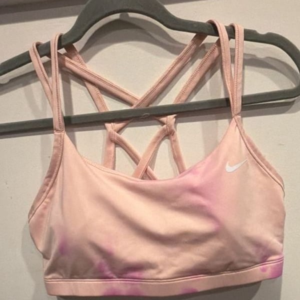 Nike Dri-FIT Strappy Sports Bra Size L Pink Tie Dye Activewear