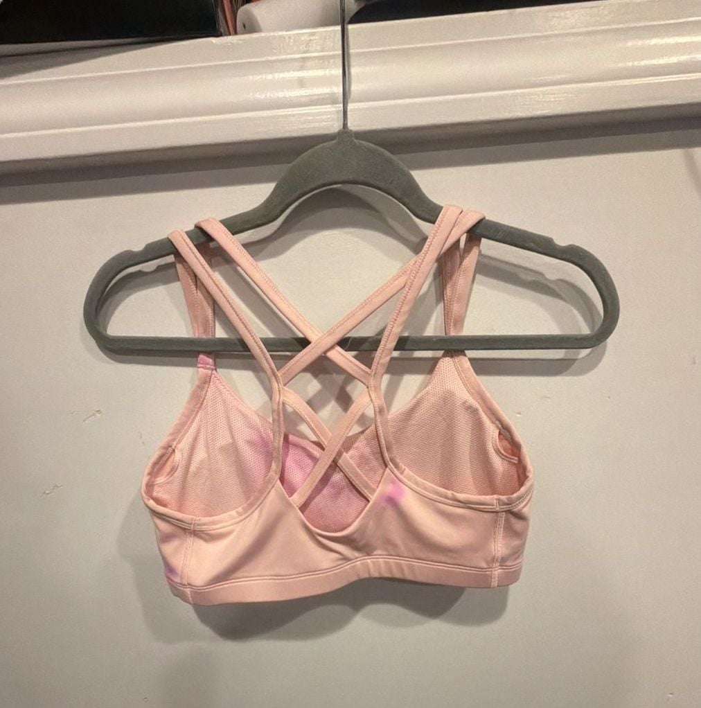 Nike Dri-FIT Strappy Sports Bra Size L Pink Tie Dye Activewear 3