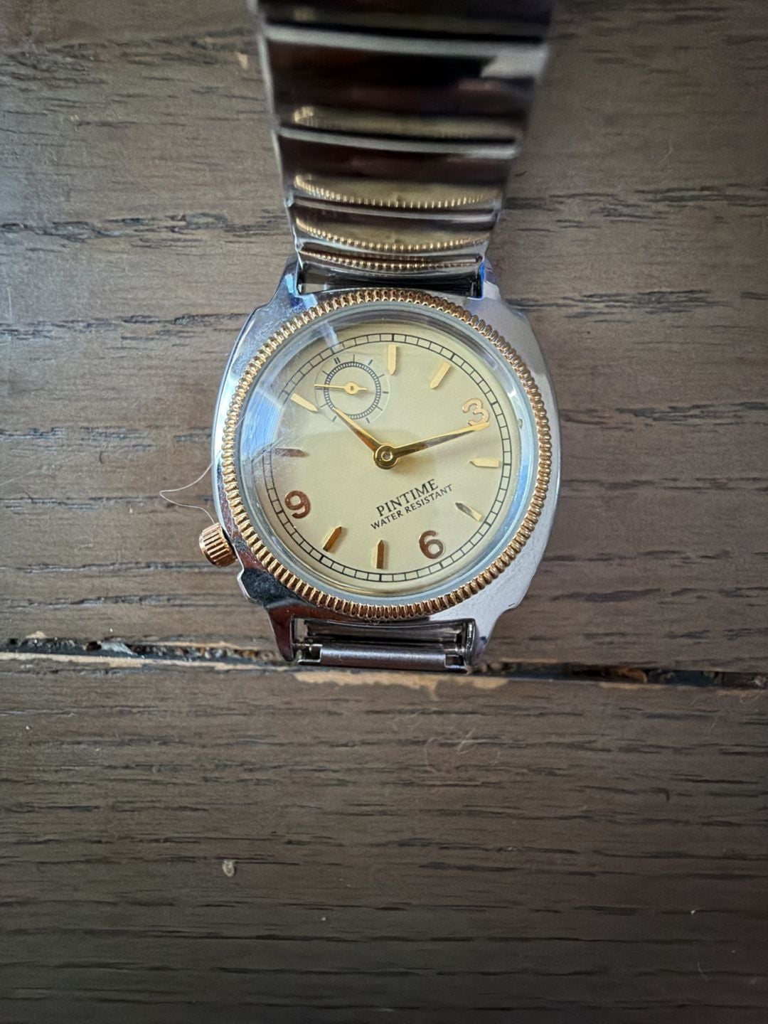Pintime PT-2548 Vintage Cushion Quartz Watch Two-Tone Expansion Band 2