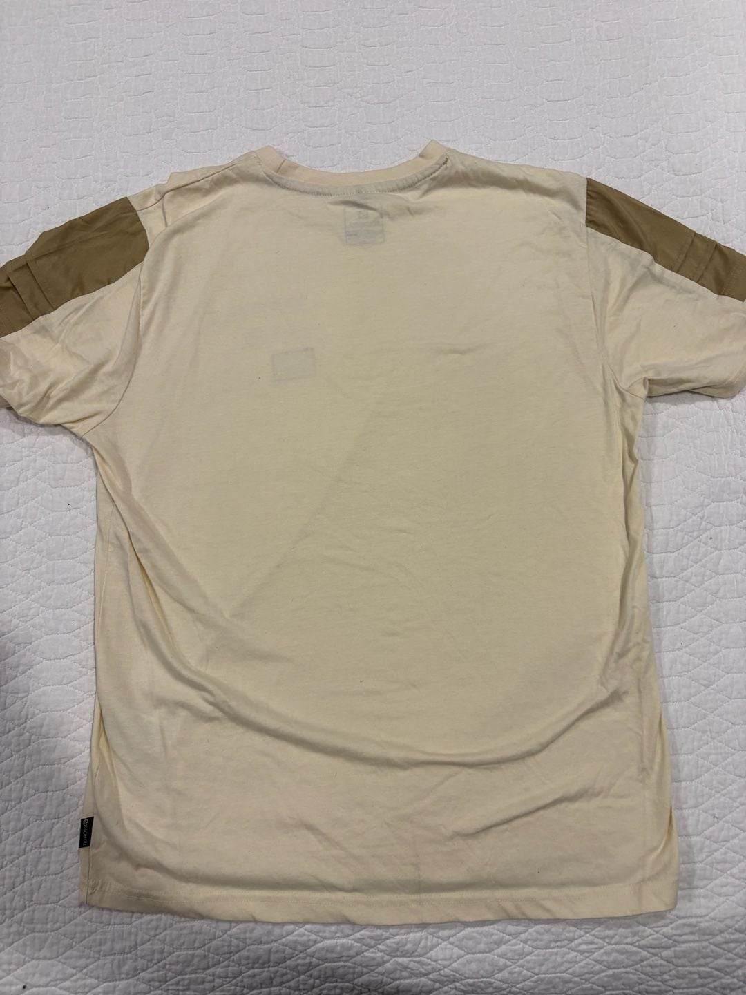 Southpole Men’s XL Cream T-Shirt Brown Shoulder Panels Graphic Tee 8
